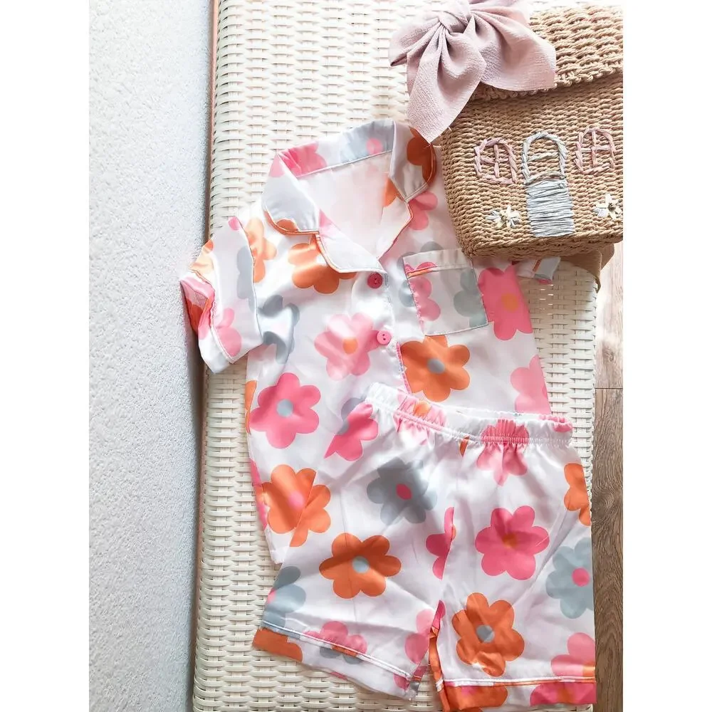 Sweetest Dreams Blooming Floral Silky Pajama Lounge Set 4T